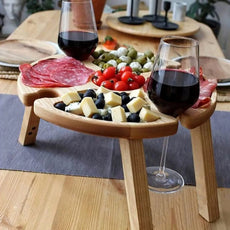Outdoor Folding Picnic Table- With Wine Glass Holder